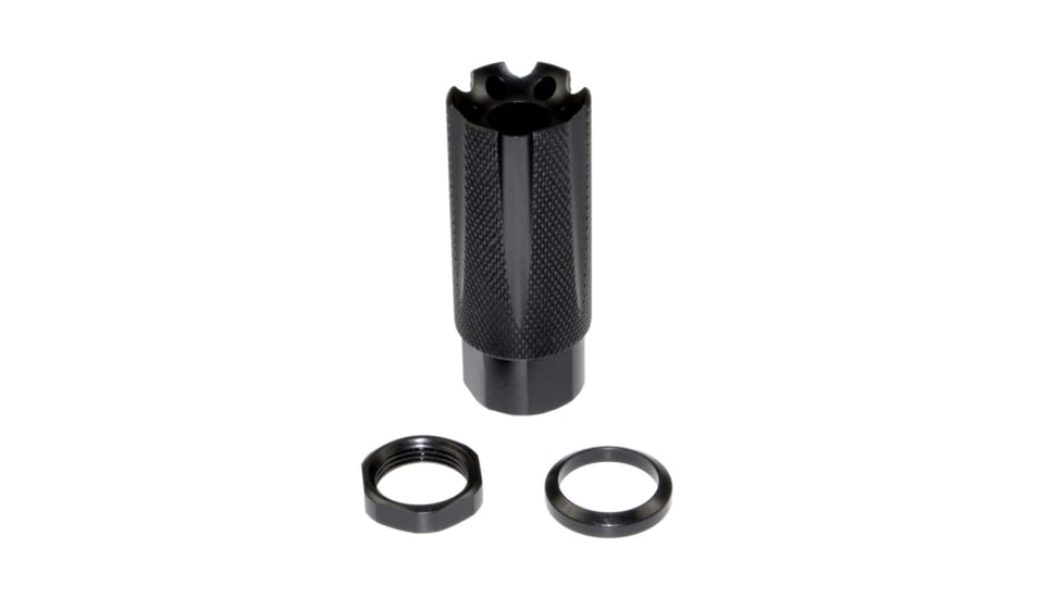 Kexuan Competition Grade Muzzle Brake Recoil Compensator for AR-10 LR 308, 5/8inx24 thread, Steel with Black Knurled Phosphate finish, MZ-08-02-B
