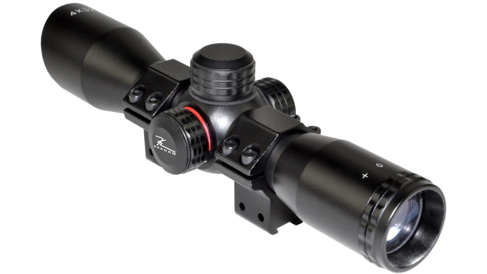Kexuan Kexuan 4X32 Compact Scope w/ Dovetail Scope Rings, 1 in Tube, Red/Green 5 Line Reticle, Black, KX 4X32MLF-AG