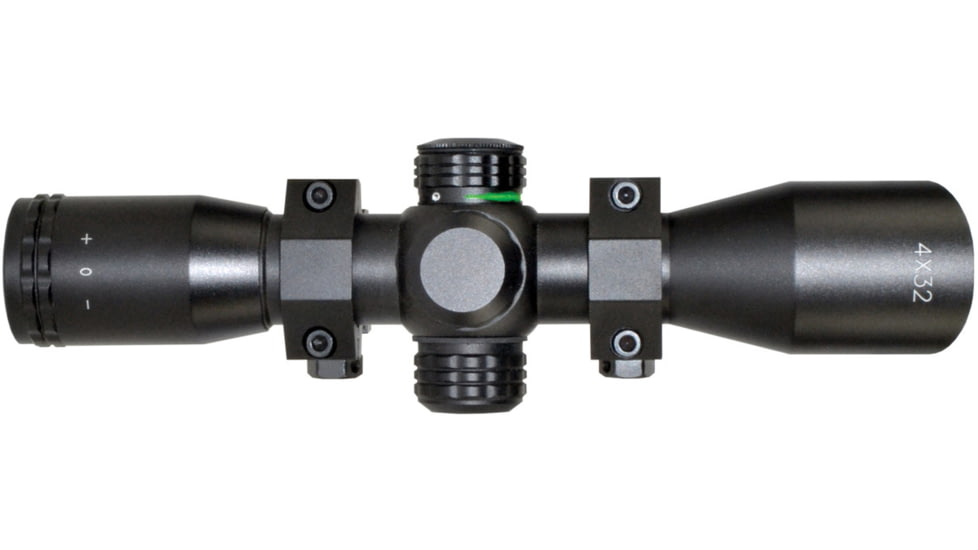 Kexuan Kexuan 4X32 Compact Scope w/ Dovetail Scope Rings, 1 in Tube, Red/Green 5 Line Reticle, Black, KX 4X32MLF-AG