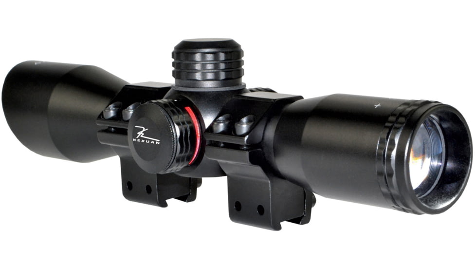 Kexuan Kexuan 4X32 Compact Scope w/ Dovetail Scope Rings, 1 in Tube, Red/Green 5 Line Reticle, Black, KX 4X32MLF-AG