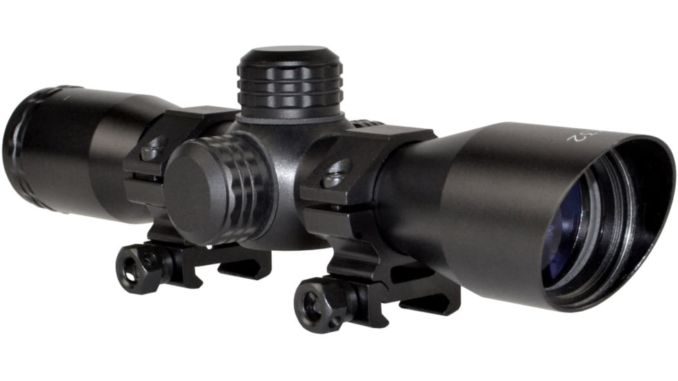 Kexuan Kexuan 4X32 Compact Scope w/Picatinny Scope Rings, 1 in Tube, Red/Green 5 Line Reticle, Black, KX 4X32MLF-PT