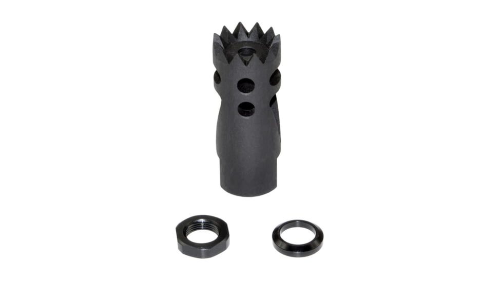 Kexuan Steel Competition Grade Muzzle Brake Recoil Compensator for AR-10 LR 308, 5/8inx24 thread, Gunmetal Black, MZ-09-02-B