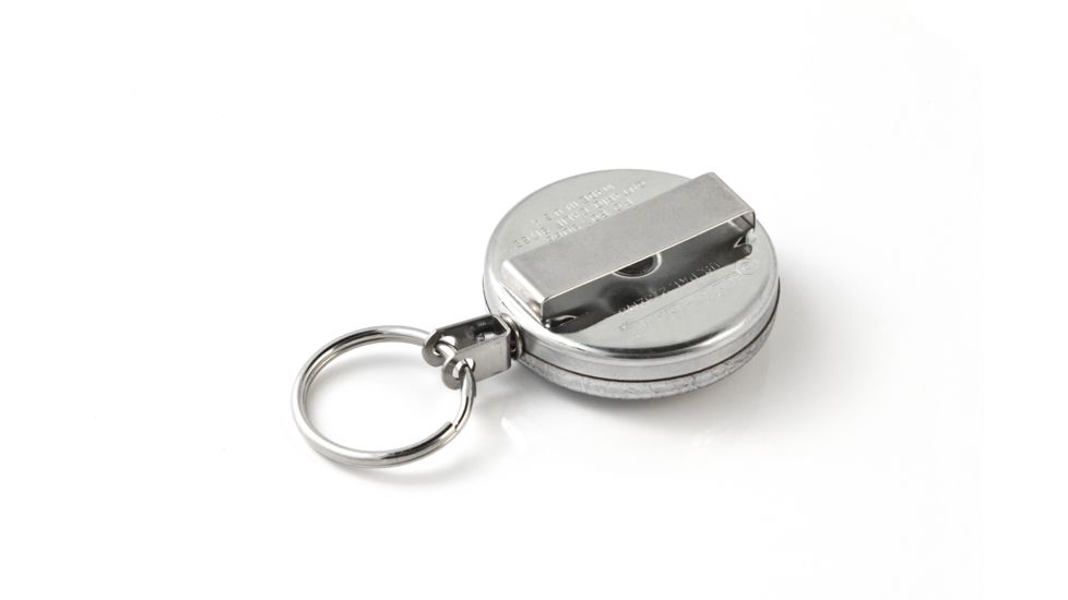 Key-Bak 3 Retractable Reel w/ 24in Stainless Steel Chain, Chrome Front, 1.75in Steel Belt Loop, Split Ring 0003-011
