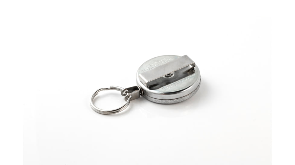 Key-Bak 483-HD Retractable Reel w/ 48in Stainless Steel Cable, Chrome Front, 1.75in Steel Belt Loop, 8oz Retraction, Split Ring 0483-001
