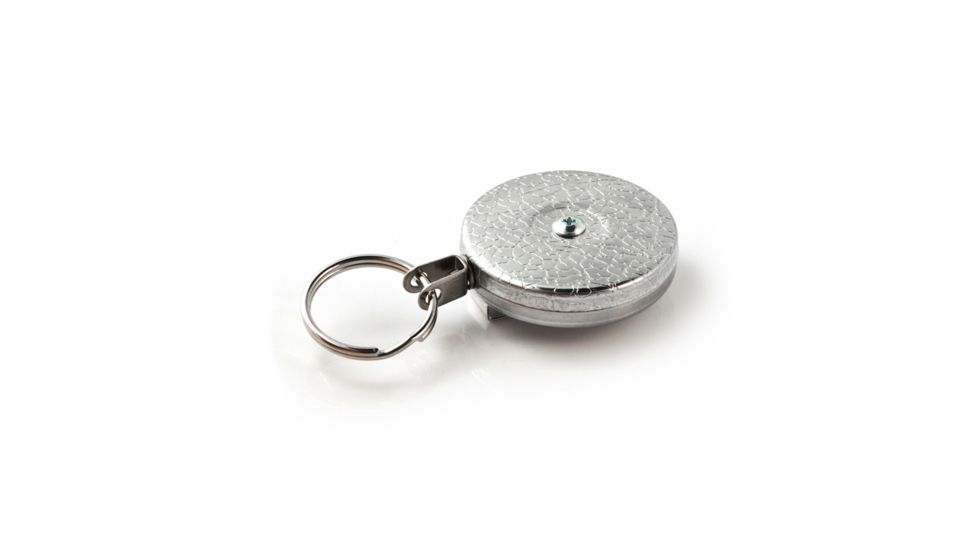 Key-Bak 483-HD Retractable Reel w/ 48in Stainless Steel Cable, Chrome Front, 1.75in Steel Belt Loop, 8oz Retraction, Split Ring 0483-001