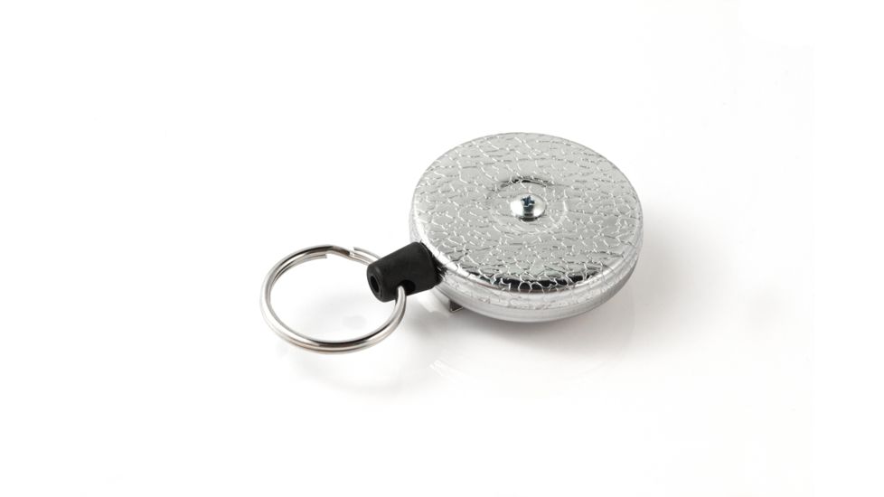 Key-Bak 483-HDK Retractable Reel w/ 48in Kevlar Cord, Chrome Front, 1.75in Steel Belt Loop, 8oz Retraction, Split Ring 0483-821