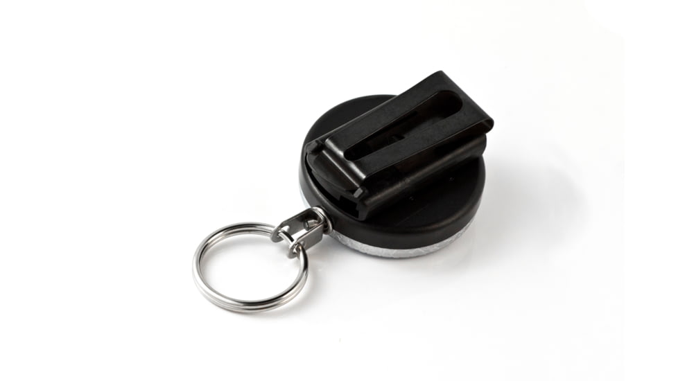 Key-Bak 484-HD Retractable Reel w/ 48in Stainless Steel Cable, Chrome Front, Removable Swivel Belt Clip, 8oz Retraction, Split Ring 0484-001