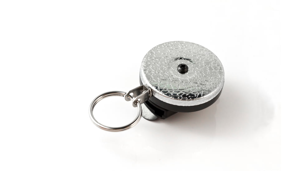 Key-Bak 484-HD Retractable Reel w/ 48in Stainless Steel Cable, Chrome Front, Removable Swivel Belt Clip, 8oz Retraction, Split Ring 0484-001