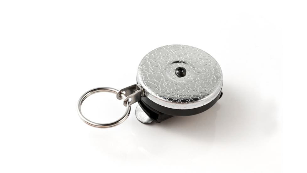Key-Bak 484-HDK Retractable Reel w/ 48in Kevlar Cord,Chrome Front, Removable Swivel Belt Clip, 8oz Retraction, Split Ring 0484-821