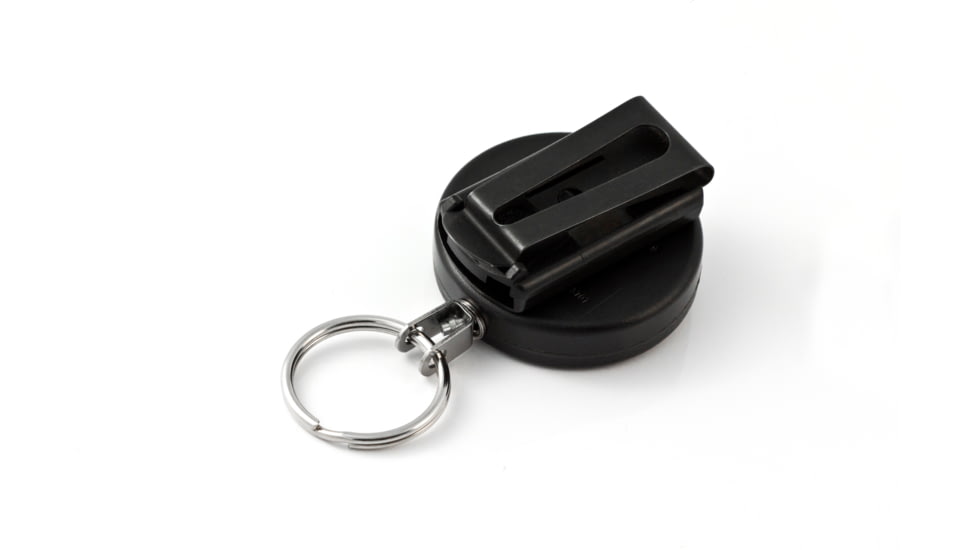 Key-Bak 484B-HD Retractable Reel w/ 48in Stainless Steel Cable, Black Front, Removable Swivel Belt Clip, 8oz Retraction, Split Ring 0484-003