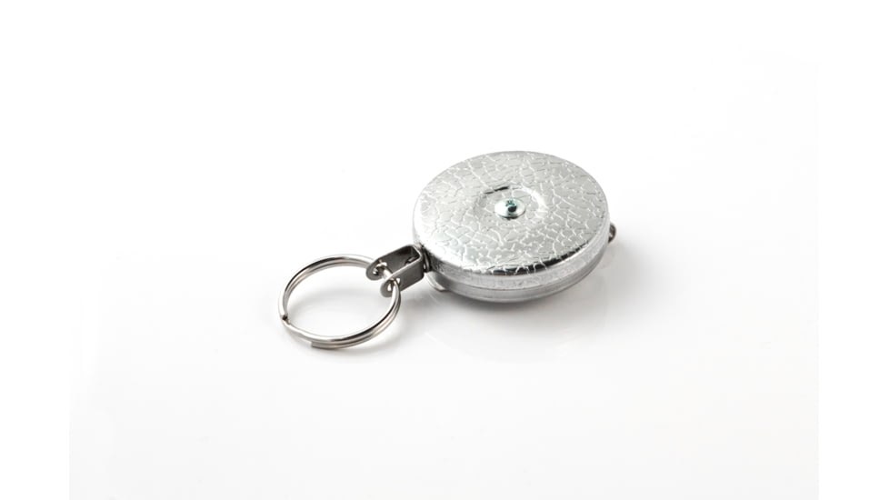 Key-Bak 485-HD Retractable Reel w/ 48in Stainless Steel Cable, Chrome Front, Steel Belt Clip, 8oz Retraction, Split Ring 0485-001