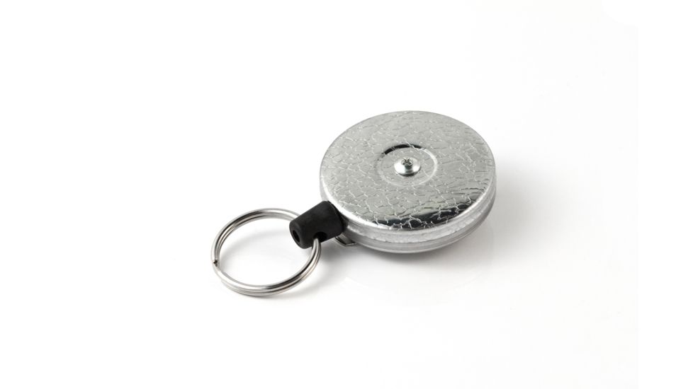 Key-Bak 485-HDK Retractable Reel w/ 48in Kevlar Cord, Chrome Front, Steel Belt Clip, 8oz Retraction, Split Ring 0485-821