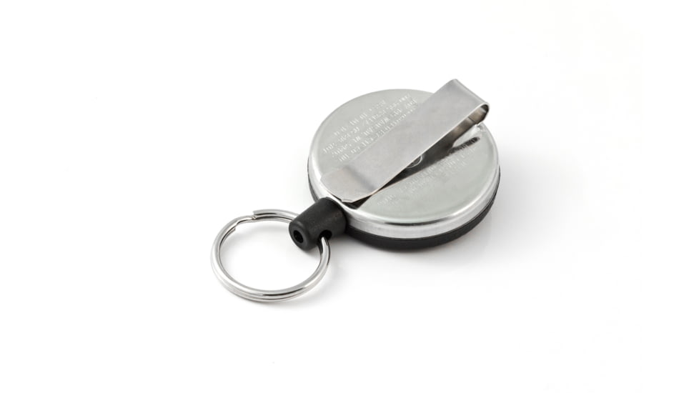 Key-Bak 485B-HDK Retractable Reel w/ 48in Kevlar Cord, Black Front, Steel Belt Clip, 8oz Retraction, Split Ring 0485-823
