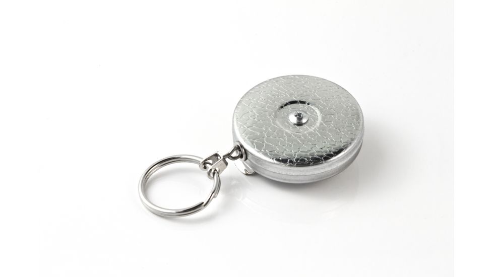 Key-Bak 5 Retractable Reel w/ 24in Stainless Steel Chain, Chrome Front, Steel Belt Clip, Split Ring 0005-011