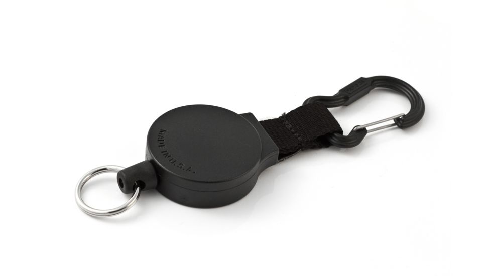 Key-Bak MID6 Mid-Size Retractable Key Reel w/ 36in Polyester Cord, Durable Case, Polycarbonate and Steel Carabineer, Split Ring, Black 0006-011