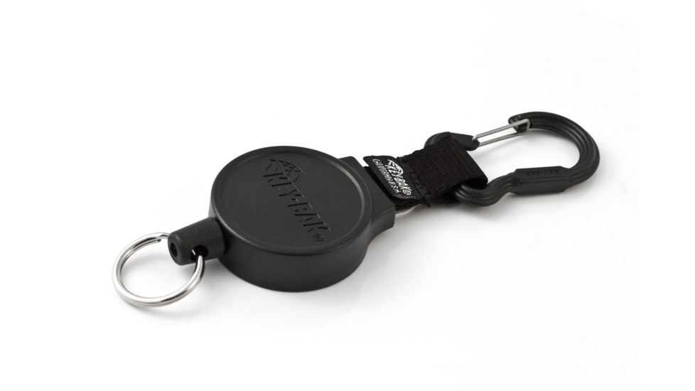 Key-Bak MID6 Mid-Size Retractable Key Reel w/ 36in Polyester Cord, Durable Case, Polycarbonate and Steel Carabineer, Split Ring, Black 0006-011