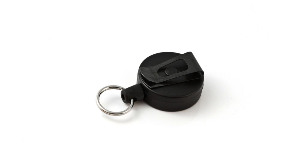 Key-Bak MID6 Mid-Size Retractable Key Reel w/ 36in Polyester Cord, Durable Case, Steel Swivel Belt Clip, Split Ring, Black 0006-001