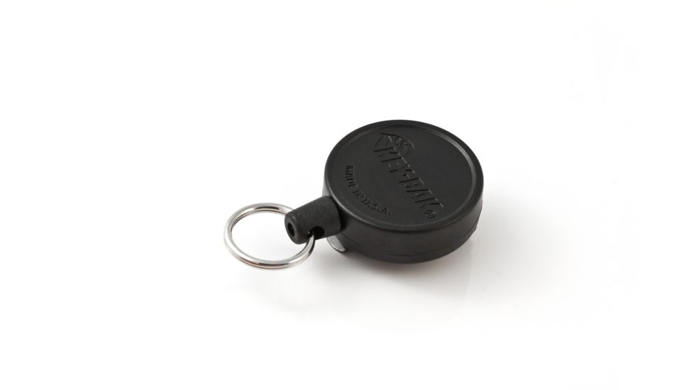 Key-Bak MID6 Mid-Size Retractable Key Reel w/ 36in Polyester Cord, Durable Case, Steel Swivel Belt Clip, Split Ring, Black 0006-001