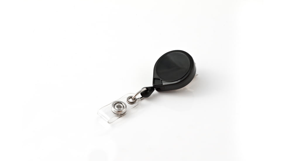 Key-Bak Mini-Bak ID Retractable Reel w/ 36in Nylon Cord, Swivel Bulldog Clip, Vinyl ID Strap, Black 0067-005