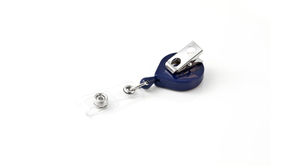 Key-Bak Mini-Bak ID Retractable Reel w/ 36in Nylon Cord, Swivel Bulldog Clip, Vinyl ID Strap, Blue 0065-005