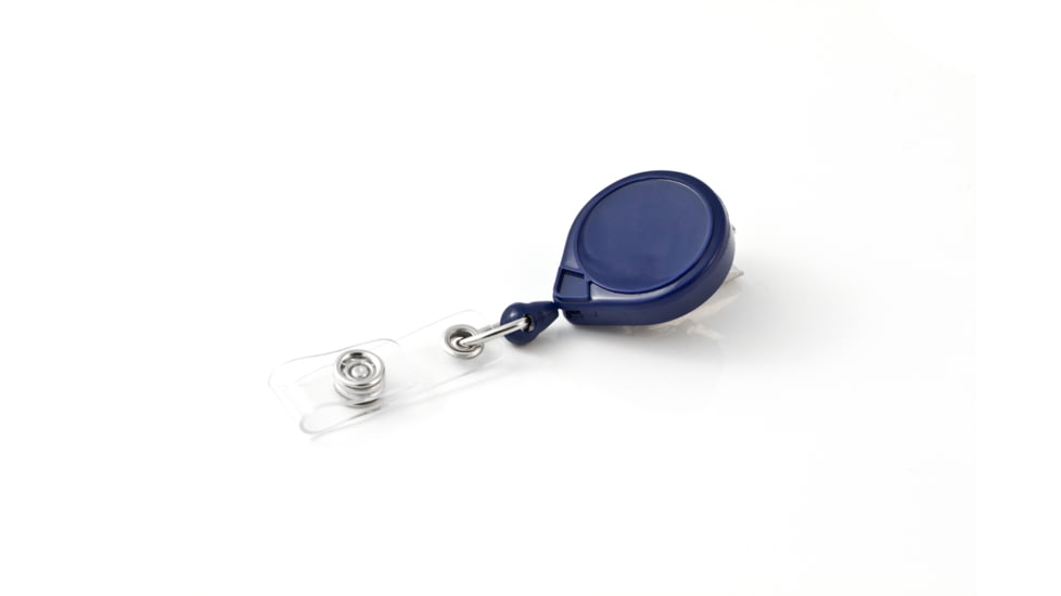 Key-Bak Mini-Bak ID Retractable Reel w/ 36in Nylon Cord, Swivel Bulldog Clip, Vinyl ID Strap, Blue 0065-005