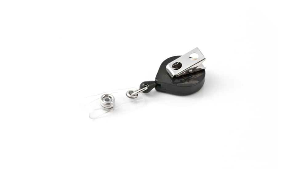 Key-Bak Mini-Bak ID Retractable Reel w/ 36in Nylon Cord, Swivel Bulldog Clip, Vinyl ID Strap, Gray 0064-005
