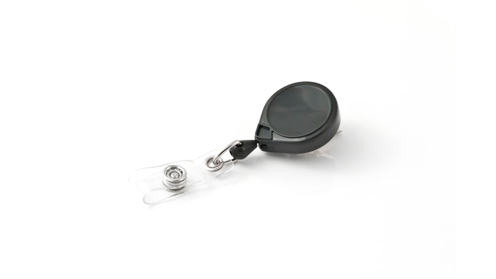 Key-Bak Mini-Bak ID Retractable Reel w/ 36in Nylon Cord, Swivel Bulldog Clip, Vinyl ID Strap, Gray 0064-005