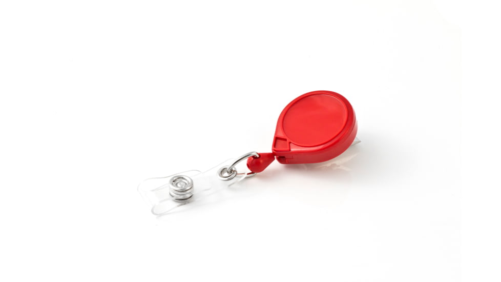 Key-Bak Mini-Bak ID Retractable Reel w/ 36in Nylon Cord, Swivel Bulldog Clip, Vinyl ID Strap, Red 0069-005