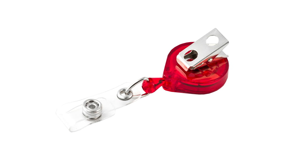 Key-Bak Mini-Bak ID Retractable Reel w/ 36in Nylon Cord, Swivel Bulldog Clip, Vinyl ID Strap, Translucent Red 0219-015