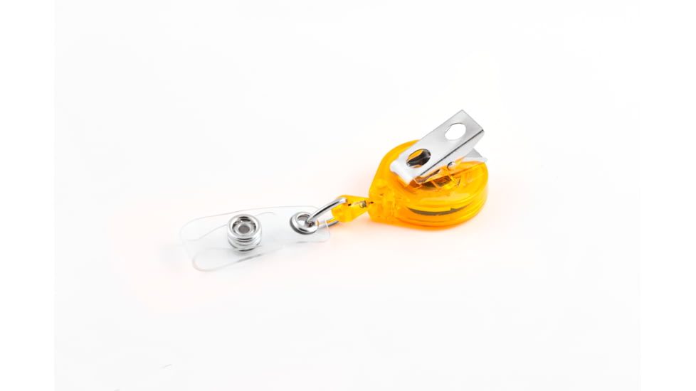 Key-Bak Mini-Bak ID Retractable Reel w/ 36in Nylon Cord, Swivel Bulldog Clip, Vinyl ID Strap, Translucent Yellow 0216-015