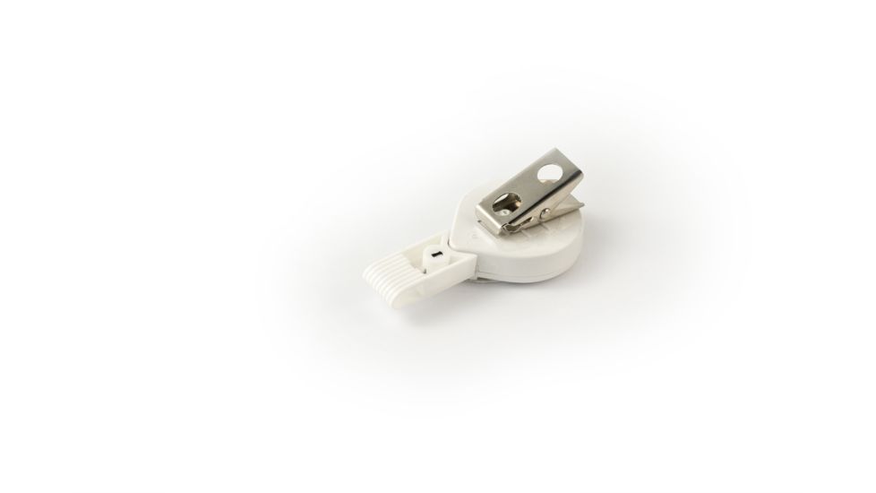 Key-Bak Mini-Bak ID Twist-Free Retractable Reel w/ 36in Nylon Cord, Swivel Bulldog Clip, Twist-Free ID Strap, White 0066-015