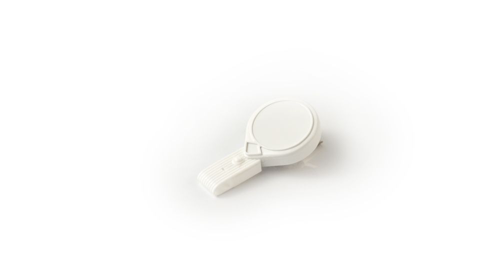 Key-Bak Mini-Bak ID Twist-Free Retractable Reel w/ 36in Nylon Cord, Swivel Bulldog Clip, Twist-Free ID Strap, White 0066-015