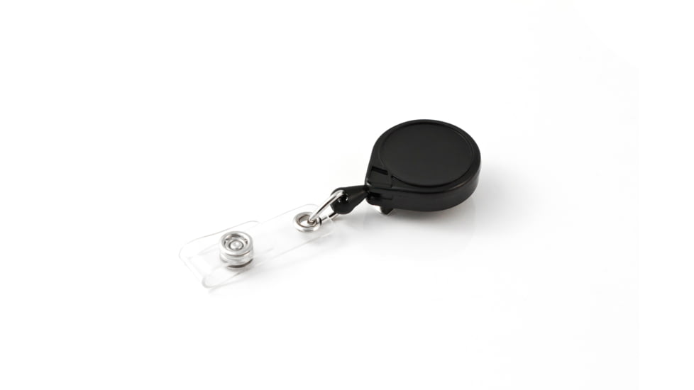 Key-Bak Mini-Bak ID Retractable Reel w/ 36in Nylon Cord, Steel Belt Clip, Vinyl ID Strap, Black 0057-005