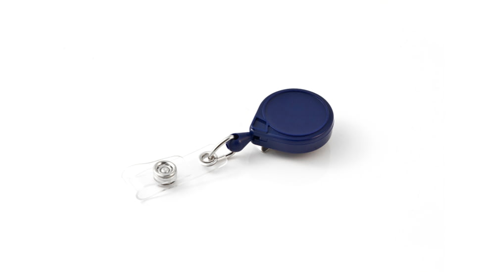 Key-Bak Mini-Bak ID Retractable Reel w/ 36in Nylon Cord, Steel Belt Clip, Vinyl ID Strap, Blue 0055-005