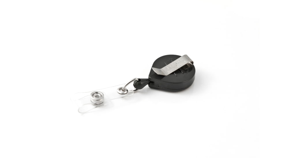Key-Bak Mini-Bak ID Retractable Reel w/ 36in Nylon Cord, Steel Belt Clip, Vinyl ID Strap, Gray 0054-005