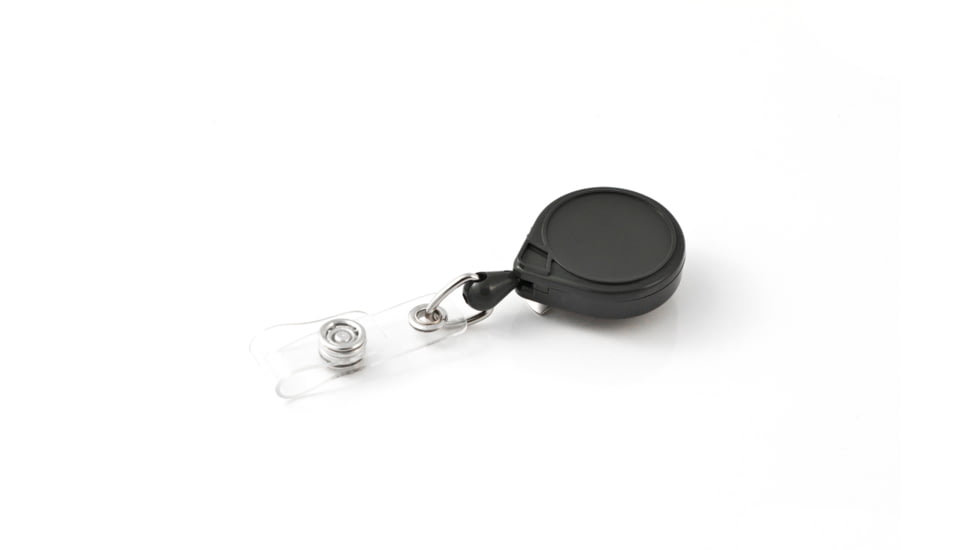 Key-Bak Mini-Bak ID Retractable Reel w/ 36in Nylon Cord, Steel Belt Clip, Vinyl ID Strap, Gray 0054-005