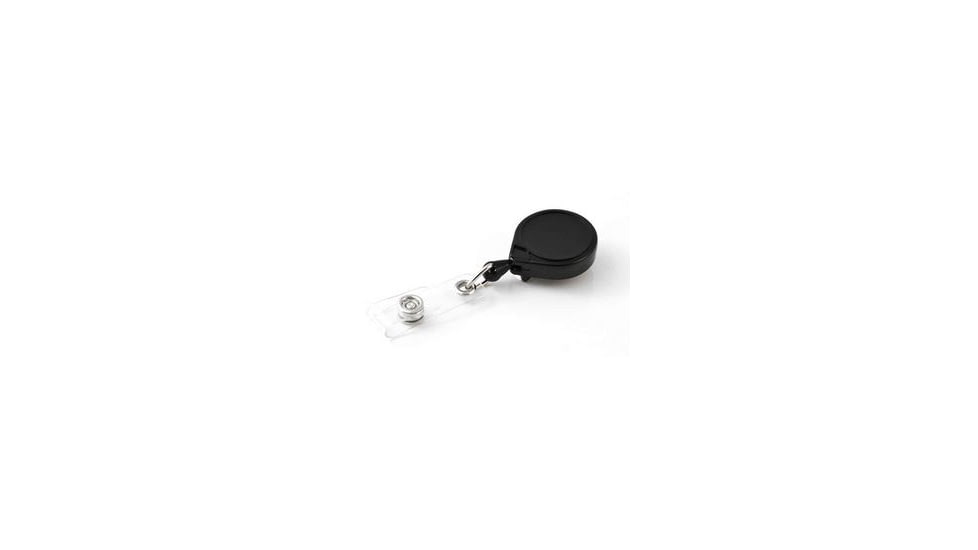 Key-Bak Mini-Bak ID Retractable Reel w/ 36in Nylon Cord, Steel Belt Clip, Vinyl ID Strap, Translucent Yellow 0216-011