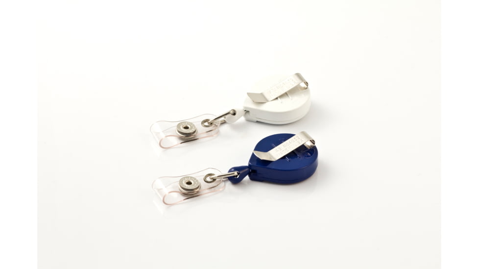 Key-Bak Mini-Bak ID Retractable Reel w/ 36in Nylon Cord, Steel Belt Clip, Vinyl ID Strap, Twin Pack, Assorted Colors 0021-001