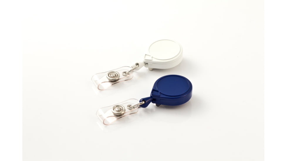 Key-Bak Mini-Bak ID Retractable Reel w/ 36in Nylon Cord, Steel Belt Clip, Vinyl ID Strap, Twin Pack, Assorted Colors 0021-001