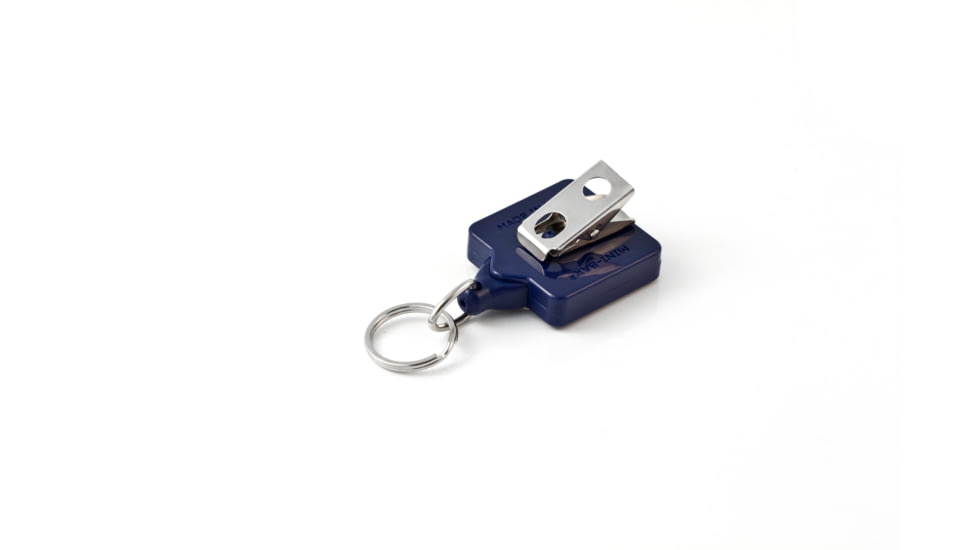 Key-Bak Mini-Bak Square Retractable Reel w/ 36in Nylon Cord, Swivel Bulldog Clip, Split Ring, Blue 0025-S05