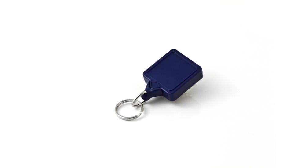 Key-Bak Mini-Bak Square Retractable Reel w/ 36in Nylon Cord, Swivel Bulldog Clip, Split Ring, Blue 0025-S05
