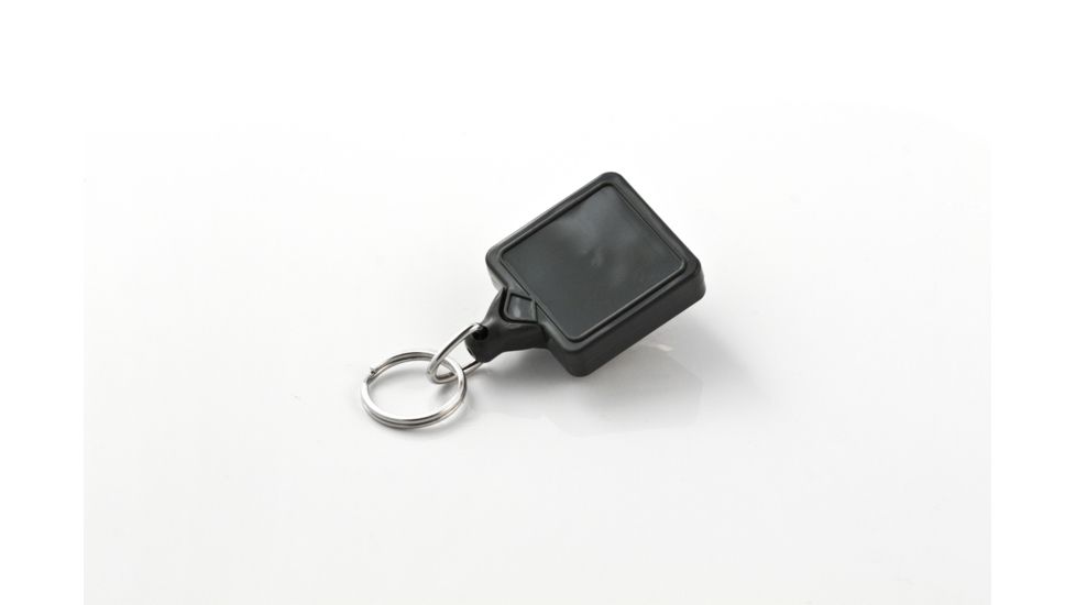 Key-Bak Mini-Bak Square Retractable Reel w/ 36in Nylon Cord, Swivel Bulldog Clip, Split Ring, Gray 0024-S05