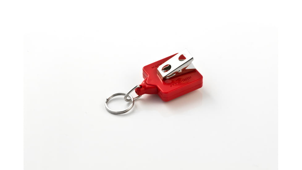 Key-Bak Mini-Bak Square Retractable Reel w/ 36in Nylon Cord, Swivel Bulldog Clip, Split Ring, Red 0029-S05