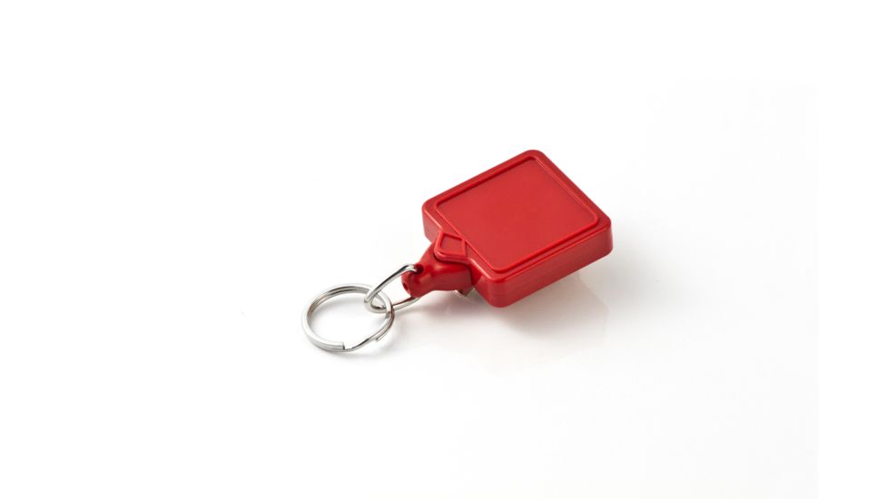 Key-Bak Mini-Bak Square Retractable Reel w/ 36in Nylon Cord, Steel Belt Clip, Split Ring, Blue 0052-S05