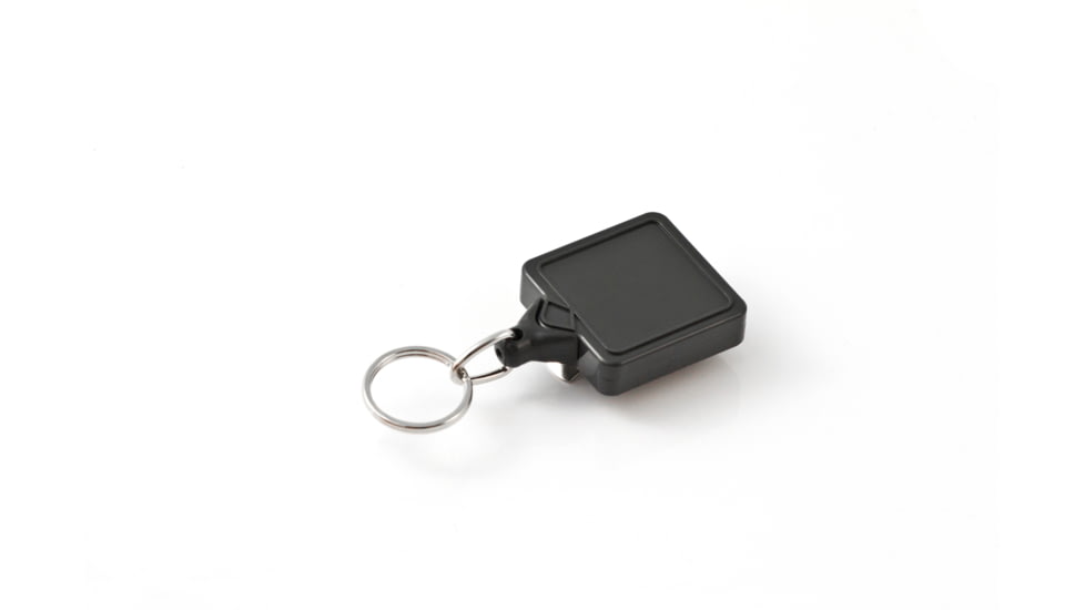 Key-Bak Mini-Bak Square Retractable Reel w/ 36in Nylon Cord, Steel Belt Clip, Split Ring, Gray 0051-S05
