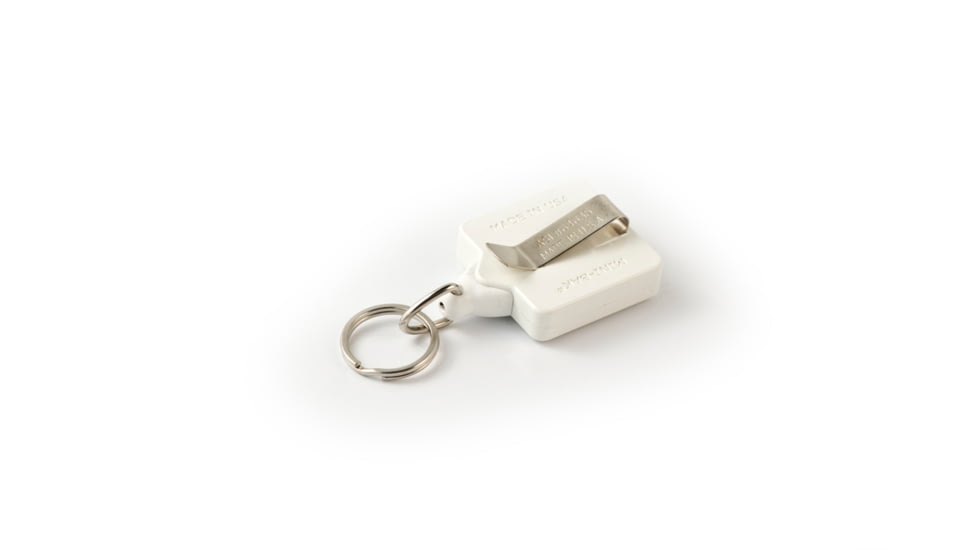 Key-Bak Mini-Bak Square Retractable Reel w/ 36in Nylon Cord, Steel Belt Clip, Split Ring, White 0053-S05