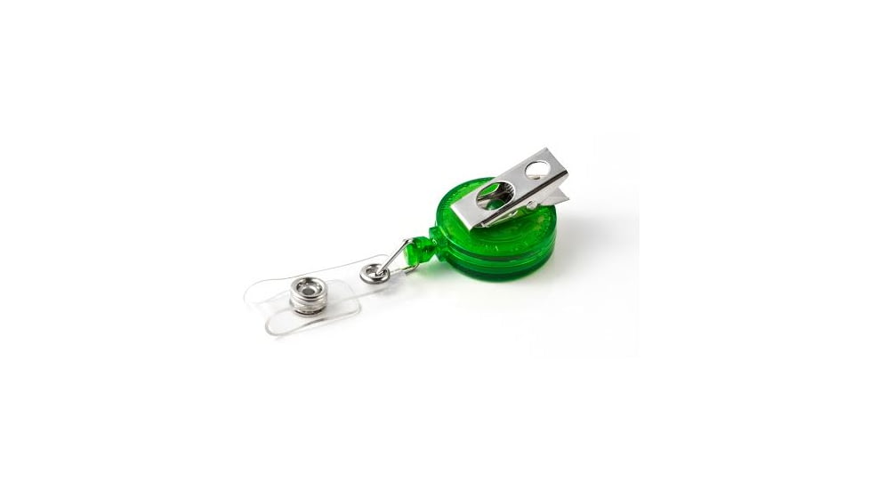 Key-Bak Retract-A-Badge ID 5-Pack Retractable Reel w/ 36in Cord, Swivel Bulldog Clip, Vinyl ID Strap, Translucent Green 0200-416