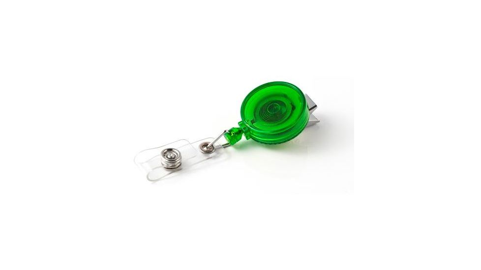 Key-Bak Retract-A-Badge ID 5-Pack Retractable Reel w/ 36in Cord, Swivel Bulldog Clip, Vinyl ID Strap, Translucent Green 0200-416