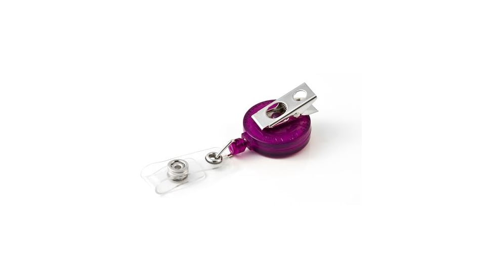 Key-Bak Retract-A-Badge ID 5-Pack Retractable Reel w/ 36in Cord, Swivel Bulldog Clip, Vinyl ID Strap, Translucent Purple 0200-418