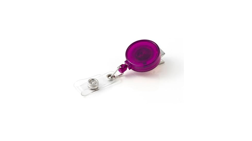 Key-Bak Retract-A-Badge ID 5-Pack Retractable Reel w/ 36in Cord, Swivel Bulldog Clip, Vinyl ID Strap, Translucent Purple 0200-418